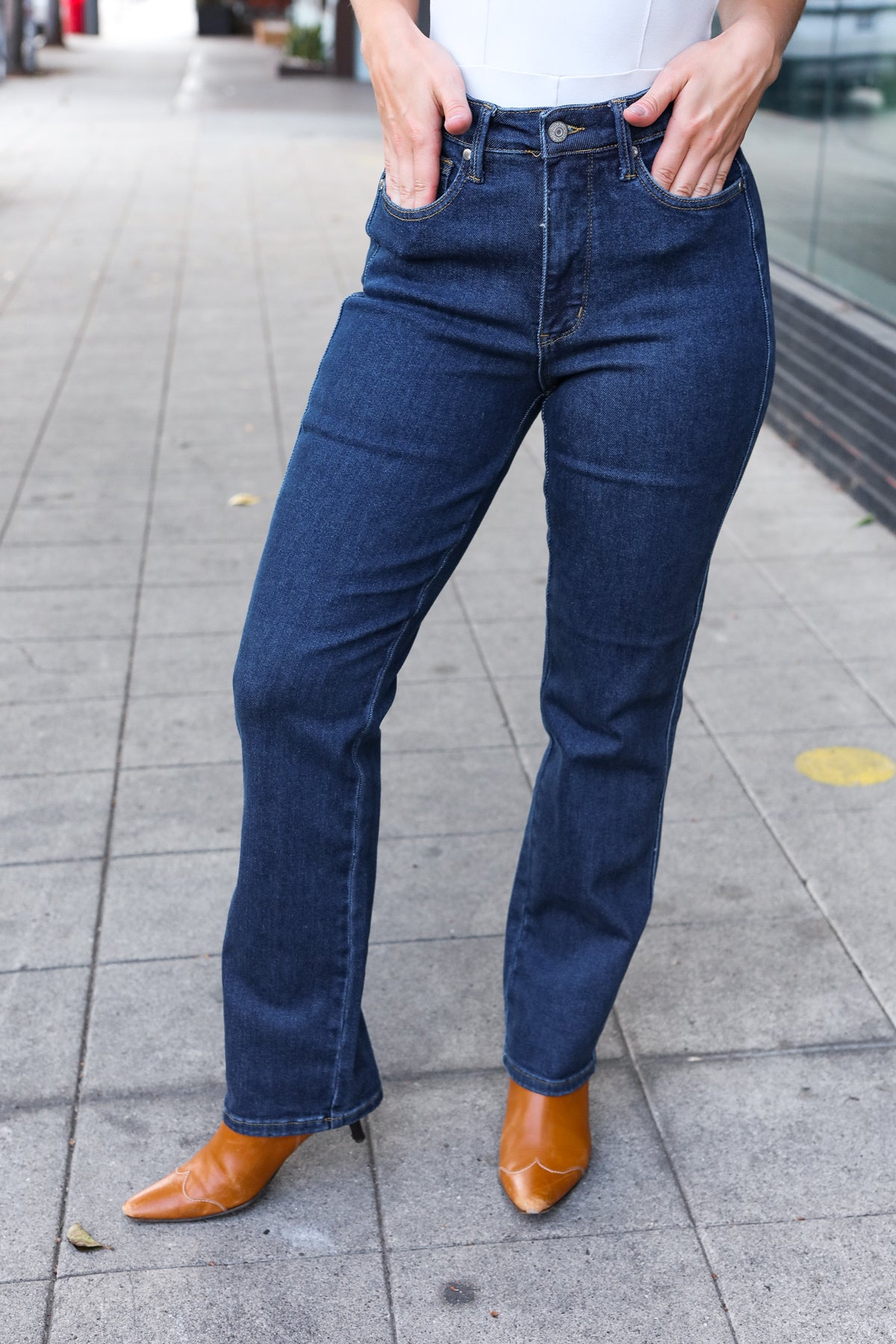 Judy Blue Dark Wash High Waisted Straight Fit Jeans